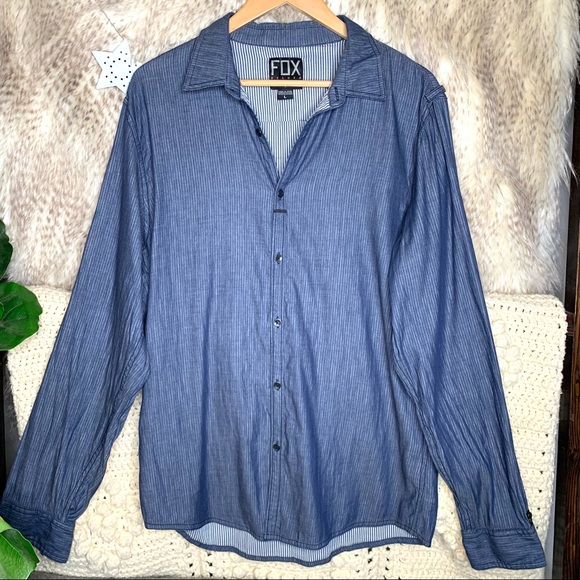 Fox Long Sleeve Button Down Chambray Shirt - Picture 1 of 3